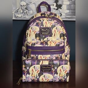 Loungefly Disney Parks Pastel Villains AOP Backpack and Wallet Set